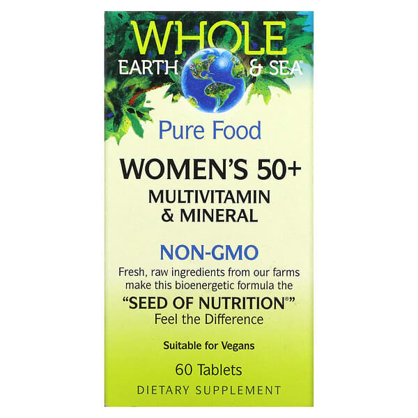 Natural Factors‏, Whole Earth & Sea, מולטי ויטמין ומינרלים לנשים מעל גיל 50, 60 טבליות