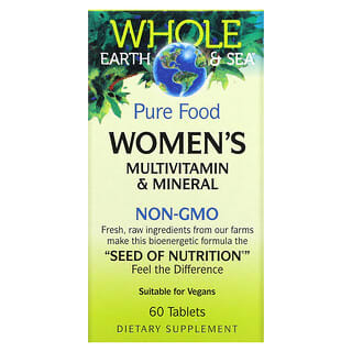 Natural Factors, Whole Earth & Sea, Multivitamínico e Mineral para Mulheres, 60 Comprimidos