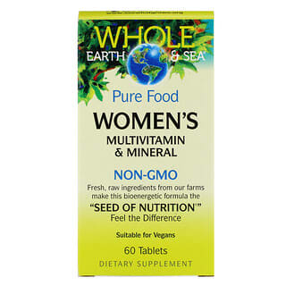 Natural Factors, Whole Earth & Sea, Suplemento multivitamínico y mineral para mujeres, 60 comprimidos