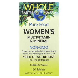 Natural Factors, Whole Earth & Sea, Multivitamínico e Mineral para Mulheres, 60 Comprimidos