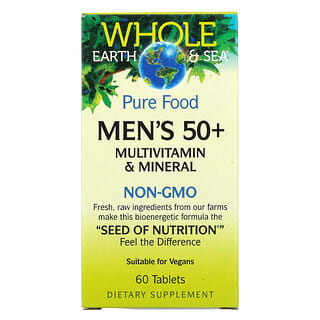 Natural Factors, Whole Earth & Sea วิตามินรวมและแร่ธาตุสำหรับผู้ชายวัย 50 ปีขึ้นไป บรรจุ 60 เม็ด