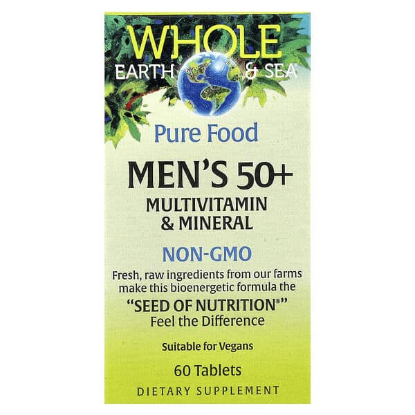 Natural Factors Whole Earth & Sea®, Men's 50+ Multivitamin & Mineral, 60 Tablets