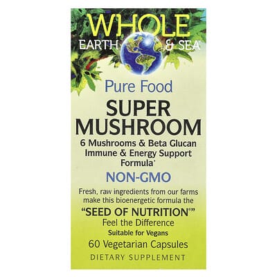 Natural Factors, Whole Earth & Sea, Super Mushrooms, 60 Vegetarian Capsules