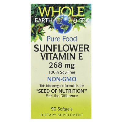 Natural Factors, Whole Earth & Sea, Sunflower Vitamin E, 268 mg, 90 Softgels