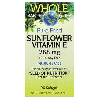 Natural Factors, Whole Earth & Sea，向日葵維生素 E，268 毫克，90 粒軟凝膠