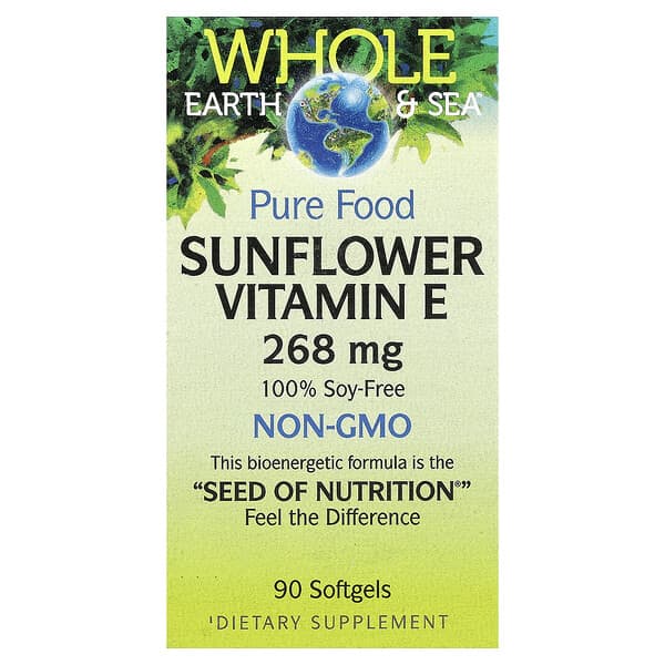 Natural Factors, Whole Earth & Sea®, Sunflower Vitamin E, 268 mg, 90 Softgels — product photo 1