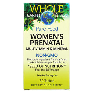 Natural Factors, Whole Earth & Sea, Suplemento multivitamínico y mineral prenatal para mujeres, 60 comprimidos