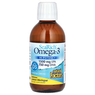 Natural Factors‏, Sea Rich, ‏Omega-3,‏ 1,500 מ"ג EPA/‏750 מ"ג DHA, בתוספת ויטמין D3 בטעם מרנג לימון, 200 מ"ל (6.76 אונקיות נוזל)
