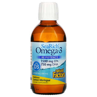 Natural Factors, AbundanteOceáno, Omega-3, merengue de limón, 200 ml (6.76 oz)