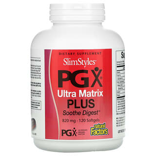 Natural Factors, SlimStyles، PGX Ultra Matrix Plus، مساعد الهضم، 820 مجم، 120 كبسولة مرنة