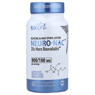 Nutri, NEURO-NAC™, Éster etílico de glicina y NAC, 60 cápsulas veganas