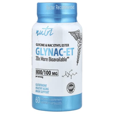 Nutri, Glynac-ET, Glycine and NAC Ethyl Ester, 60 Vegan Capsules