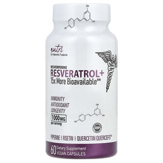 Nature's Fusions, Nutri, Resvératrol+, 1000 mg, 60 capsules végétariennes (500 mg par capsule)