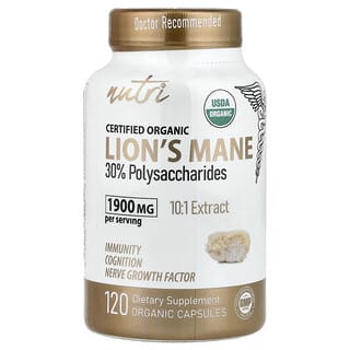 Nutri, Organic Lion's Mane, 120 Organic Capsules (633 mg per Capsule)