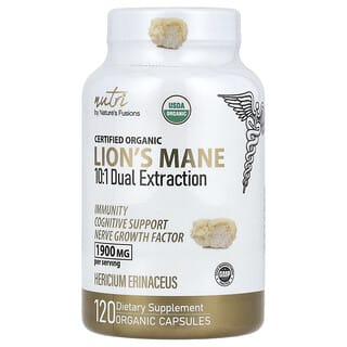 Nature's Fusions, Nutri, Organic Lion's Mane, 10:1 Dual Extraction, 1,900 mg, 120 Organic Capsules (633 mg per Capsule)