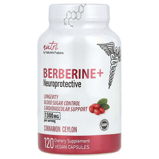 Nutri, Berberine+, Canela de Ceilán, 1300 mg, 120 cápsulas veganas (650 mg por cápsula)