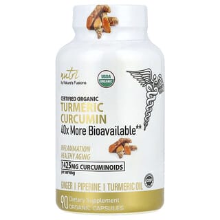 Nature's Fusions, Nutri（ニュートリ）、有機ターメリッククルクミン、有機カプセル90粒