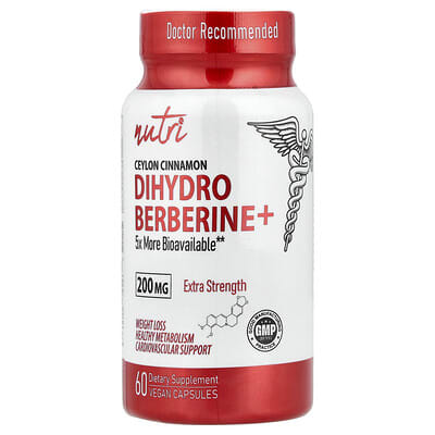 Nutri, Ceylon Cinnamon, Dihydroberberine+, 200 mg, 60 Vegan Capsules
