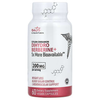 Nature's Fusions, Nutri, Ceylon Cinnamon, Dihydro Berberine+, Ceylon-Zimt, Dihydro Berberine+, 200 mg, 60 vegane Kapseln