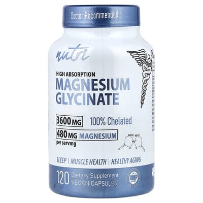 Nutri, Magnesium Glycinate, High Absorption, 120 Vegan Capsules (900 mg per Capsule)
