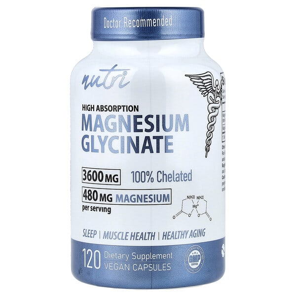 Magnesium Glycinate, High Absorption, 120 Vegan Capsules (900 mg per Capsule)