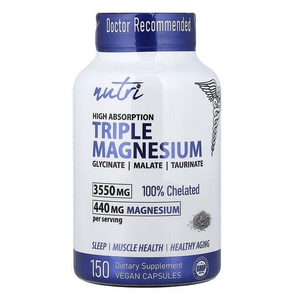 Triple Magnesium, High Absorption, 150 Vegan Capsules