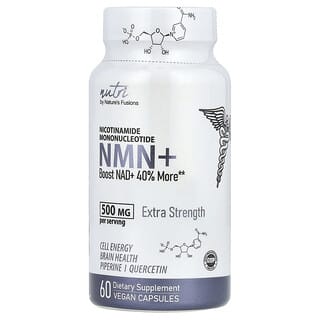 Nature's Fusions, NMN+, Extrapuissant, 500 mg, 60 capsules vegan (250 mg par capsule)