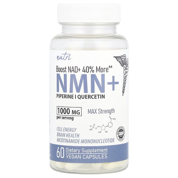 Nutri, NMN+，特強型，1,000 毫克，60 粒全素膠囊（每粒膠囊 500 毫克）