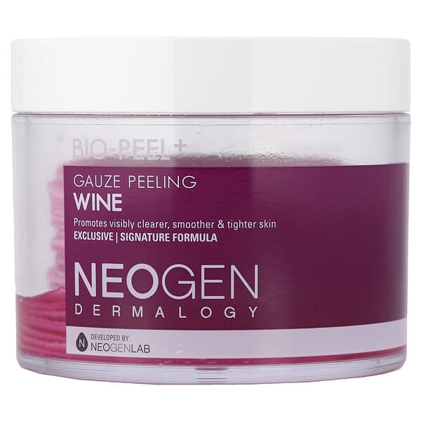 Neogen, 피부과, 바이오-필 + 어드밴스드 트리트먼트, 거즈 필링, 와인, 30개입, 200ml(6.76fl oz)
