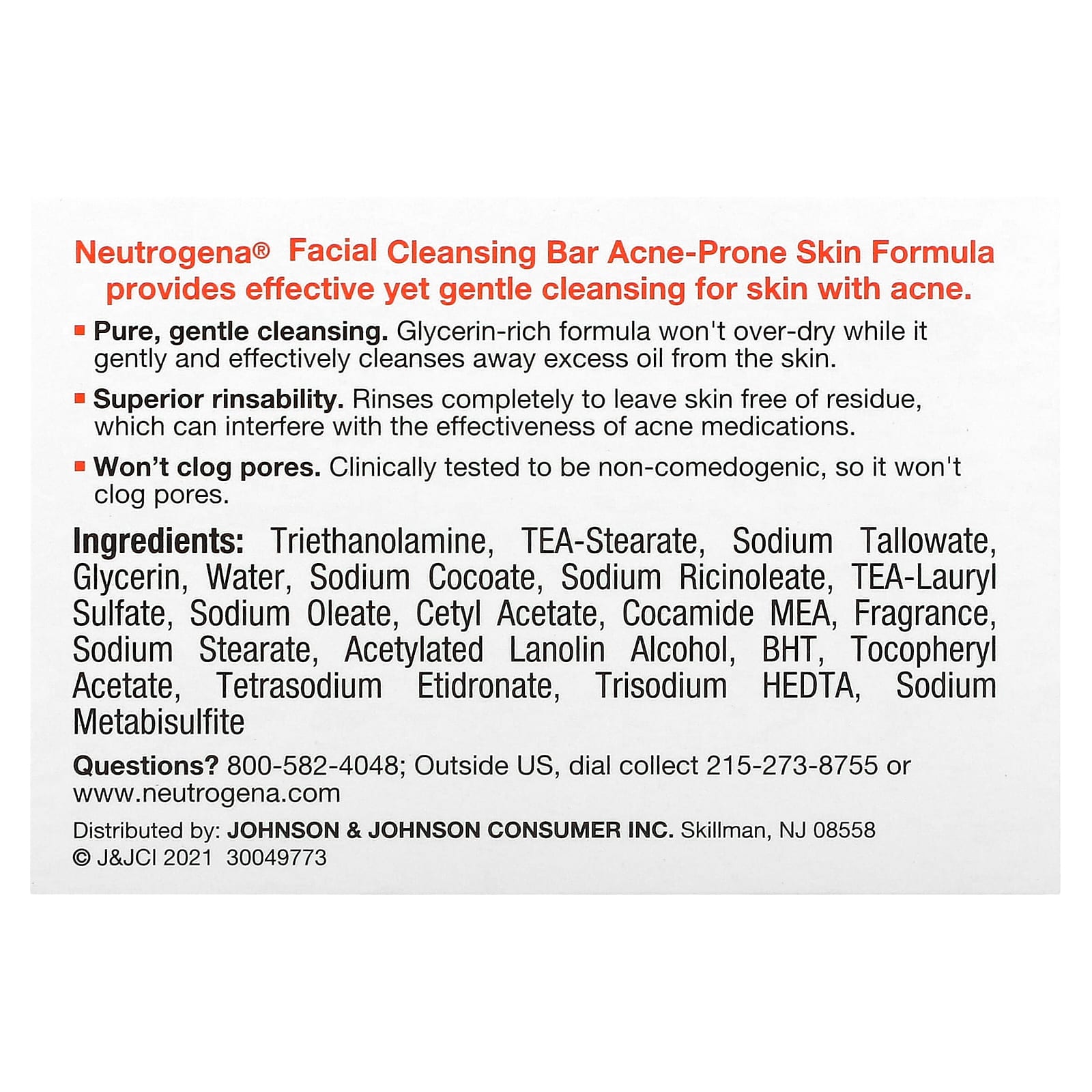 Neutrogena, The Transparent Facial Bar, Acne Prone Skin, 3.5 oz (99 g) Image 3