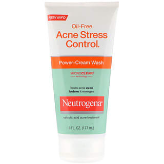 Neutrogena, Control del estrés del acné sin aceite, Crema de lavado potente, 177 ml (6 oz. Líq.)