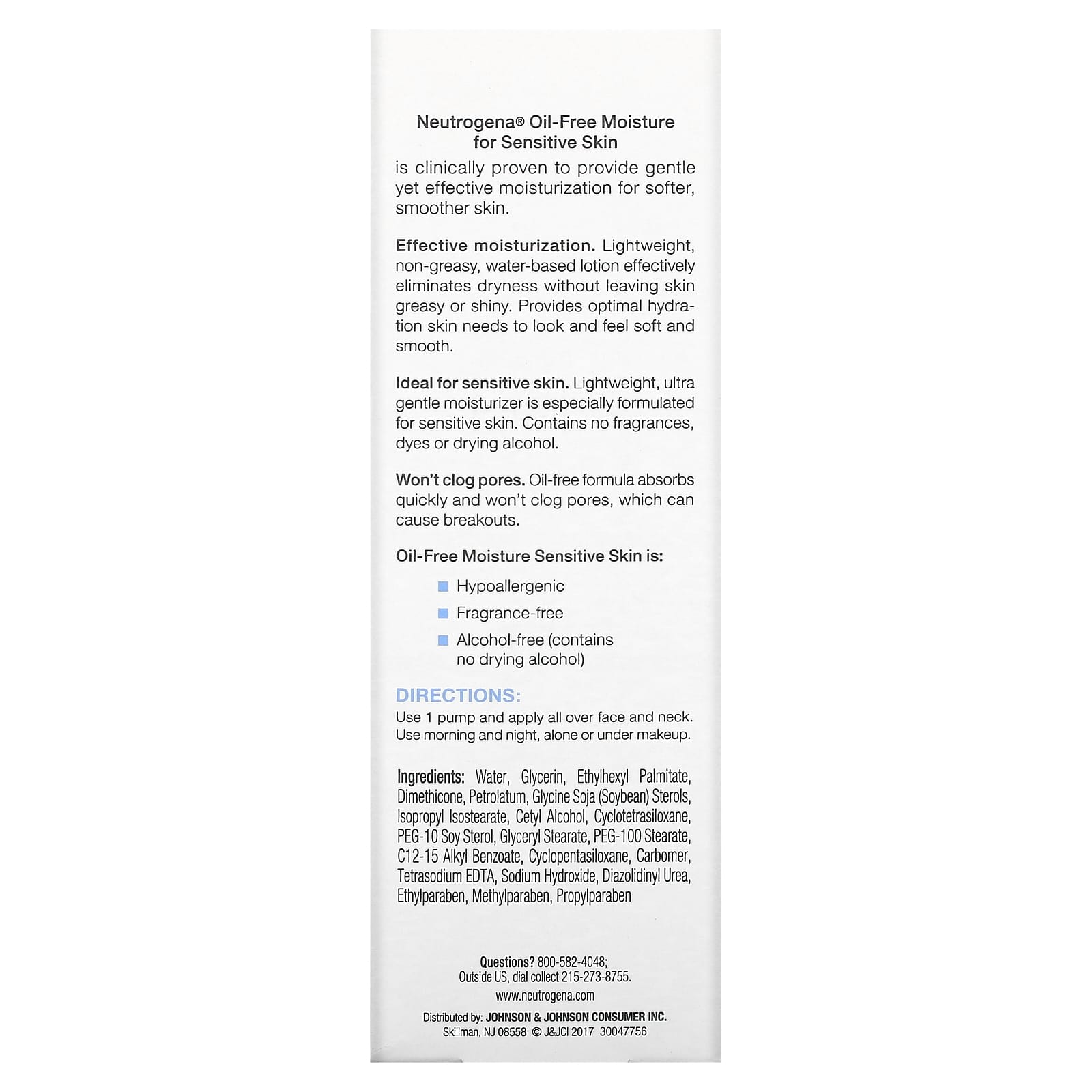 Neutrogena, Oil Free Moisture, UltraGentle Facial Moisturizer, Sensitive Skin, 4 fl oz (118 ml)