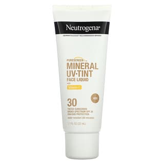 Neutrogena, Purescreen+ 미네랄 UV 틴트 페이스 리퀴드, 비타민E 함유, 미디엄, SPF 30, 32ml(1.1fl oz)
