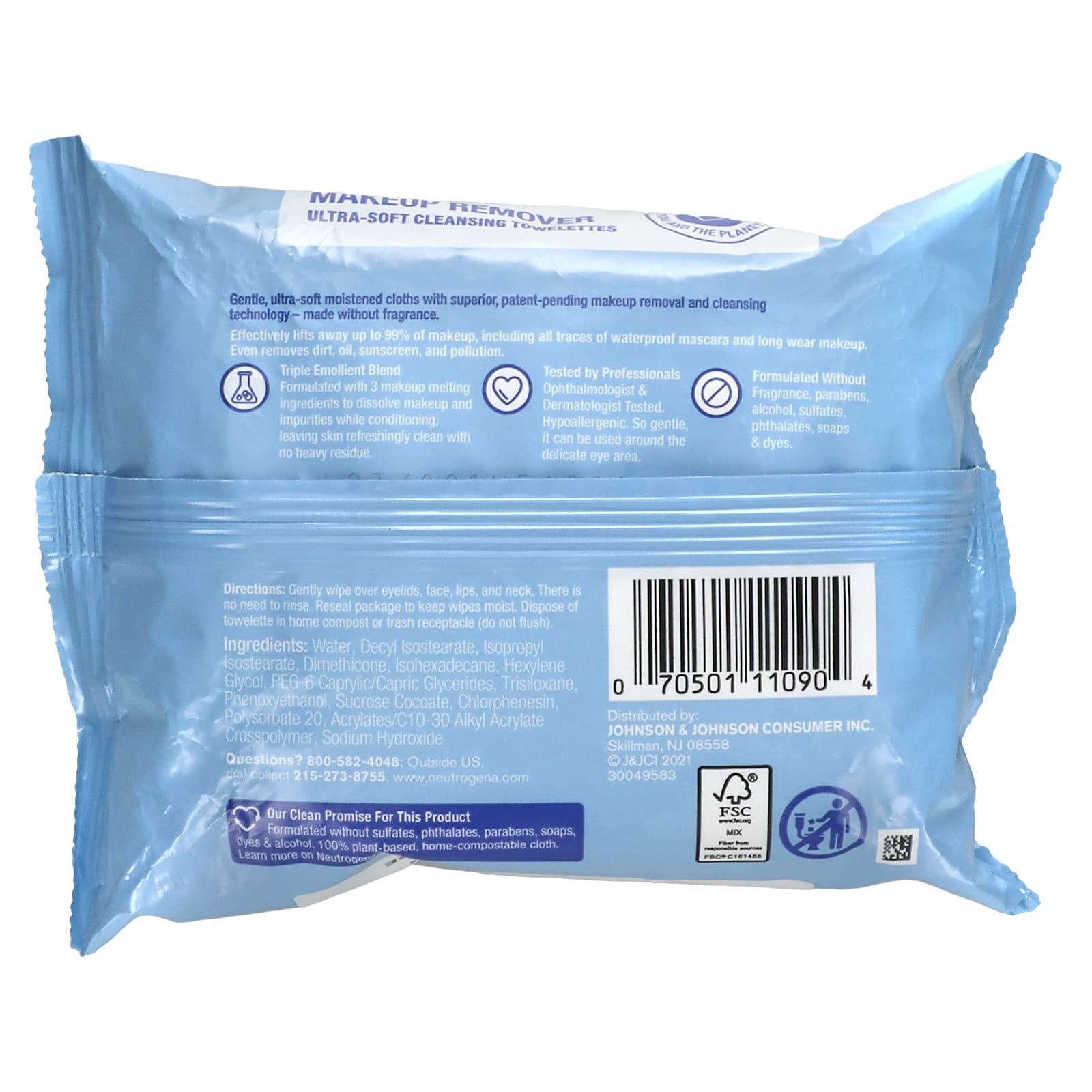 Neutrogena, Makeup Remover Cleansing Towelettes, FragranceFree, 25 Pre