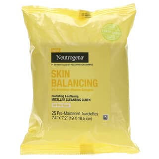 Neutrogena, Skin Balancing, Micellar Cleansing Cloth, 25 Pre-Moistened Towelettes