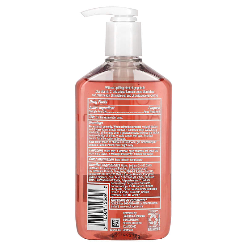 Agente de limpieza para el acné sin aceite, Limpiador facial con pomelo  rosa, 269 ml (9