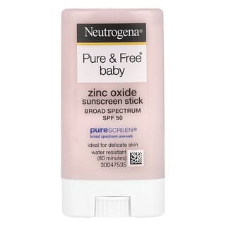Neutrogena, Pure & Free Baby, Protector solar en barra con óxido de zinc, FPS 50, Sin fragancia, 13 g (0,47 oz)