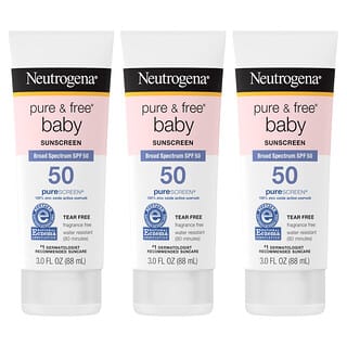 Neutrogena, Pure & Free Baby Sunscreen, SPF 50, 3 Pack, 3 fl oz (88 ml) Each