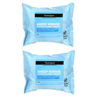 Neutrogena, Makeup Remover Ultra-Soft Cleansing Towelettes, 2 Packs, 25 Plant-Based Compostable Towelettes Each