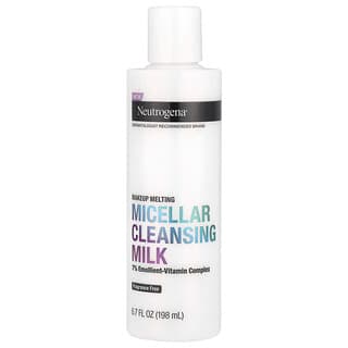 Neutrogena, Leche de limpieza micelar, Sin fragancia, 198 ml (6,7 oz. Líq.)