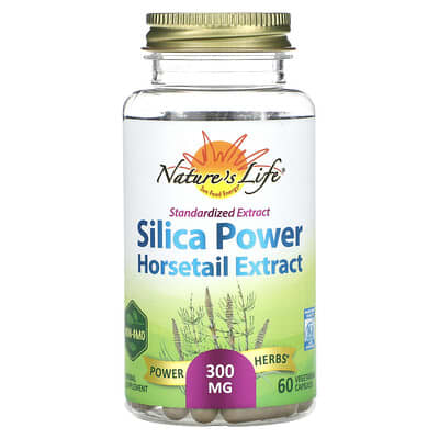 Nature's Life, Silica Powdered Horsetail Extract, 300 mg, 60 Vegetarian Capsules