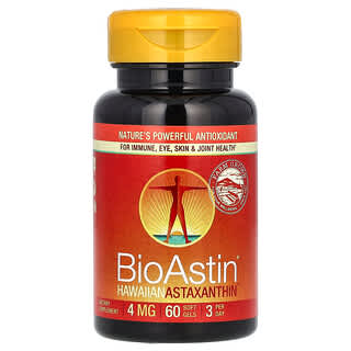Nutrex Hawaii, BioAstin, astaxantina hawaiana, 12 mg, 60 capsule molli (4 mg per capsula molle)