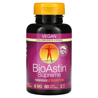 Nutrex Hawaii, BioAstin Supreme, astaxantina hawaiana, 6 mg, 60 capsule molli vegane