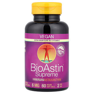 Nutrex Hawaii, BioAstin® Supreme, гавайский астаксантин, 6 мг, 60 веганских капсул