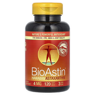 Nutrex Hawaii, BioAstin, гавайский астаксантин, 12 мг, 120 капсул (4 мг в 1 капсуле)