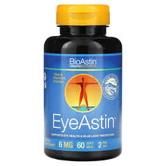 Nutrex Hawaii, BioAstin, EyeAstin, Astaxantina hawaiana, 6 mg, 60 cápsulas blandas (3 mg por cada cápsula blanda)
