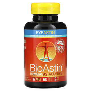 Nutrex Hawaii, BioAstin, EyeAstin, Astaxantina hawaiana, 6 mg, 60 cápsulas blandas