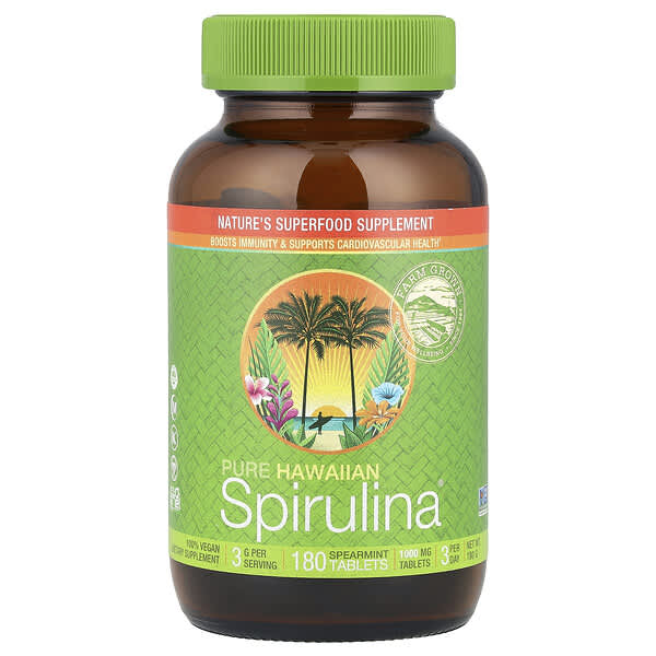 Nutrex Hawaii, Pure Hawaiian Spirulina®, Spearmint, 1,000 mg, 180 Tablets