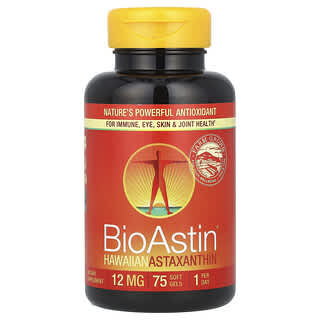 Nutrex Hawaii‏, BioAstin®‎‏, Hawaiian Astaxanthin®‎‏, אסטקסנטין, 12 מ"ג, 75 כמוסות רכות