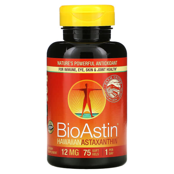 Nutrex Hawaii, BioAstin, гавайський астаксантин, 12 мг, 75 капсул